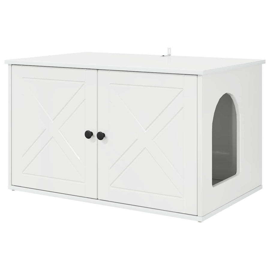 Kattenhuis Glanzend Wit 85 x 55 x 50 cm Bewerkt hout
