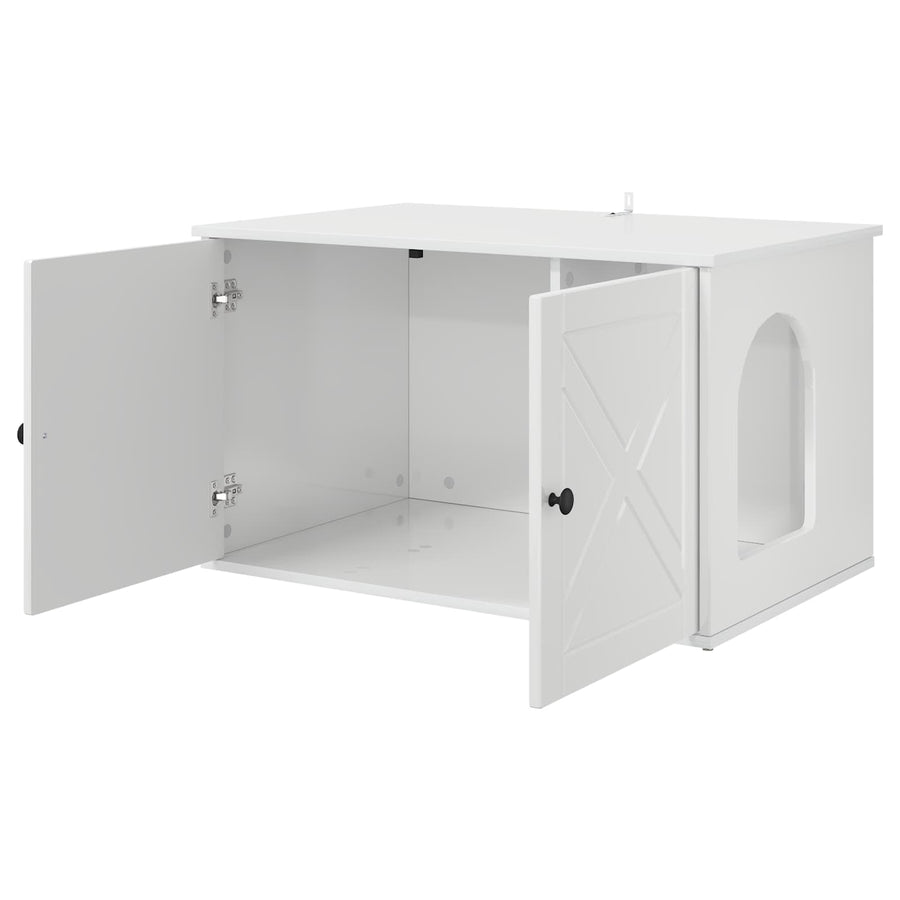 Kattenhuis Glanzend Wit 85 x 55 x 50 cm Bewerkt hout