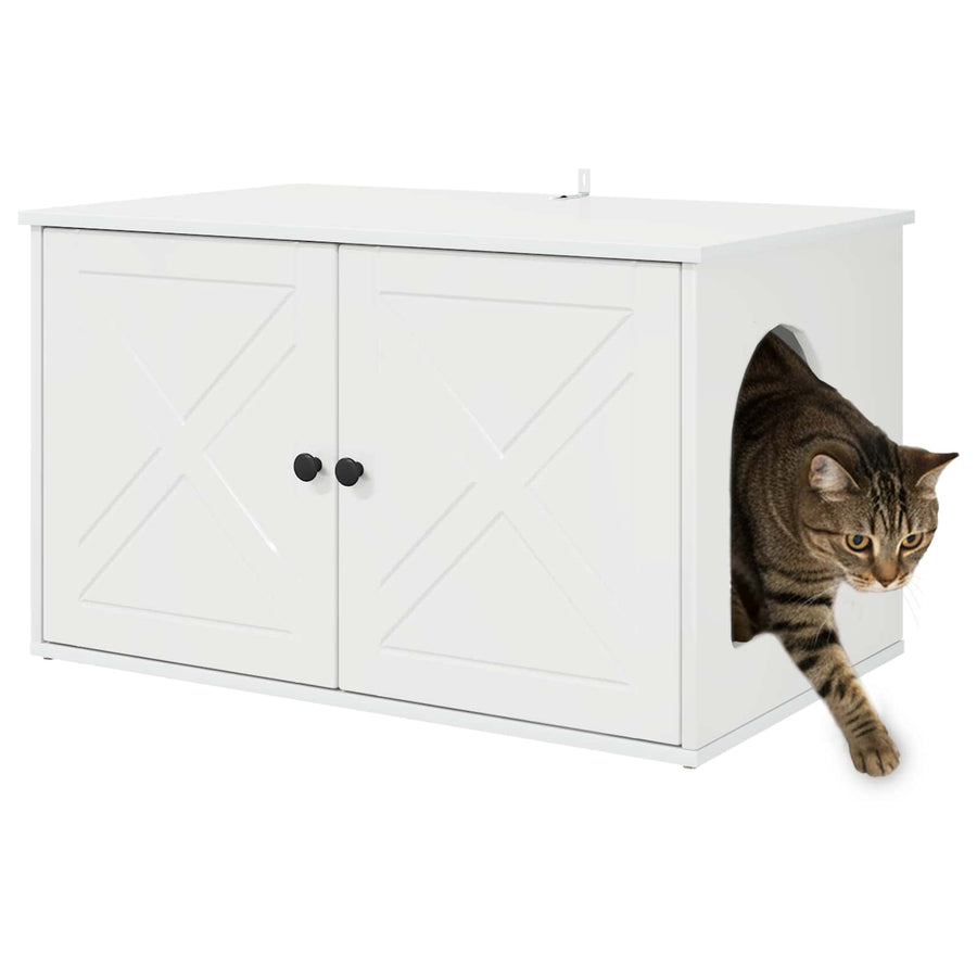 Kattenhuis Glanzend Wit 85 x 55 x 50 cm Bewerkt hout