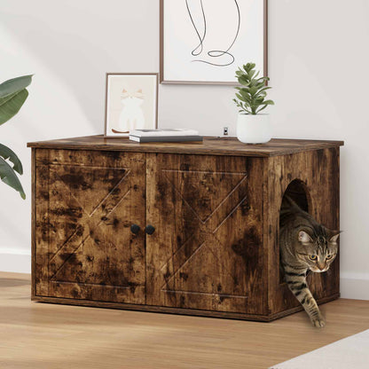 Kattenhuis Gerookt eiken 85 x 55 x 50 cm Bewerkt hout