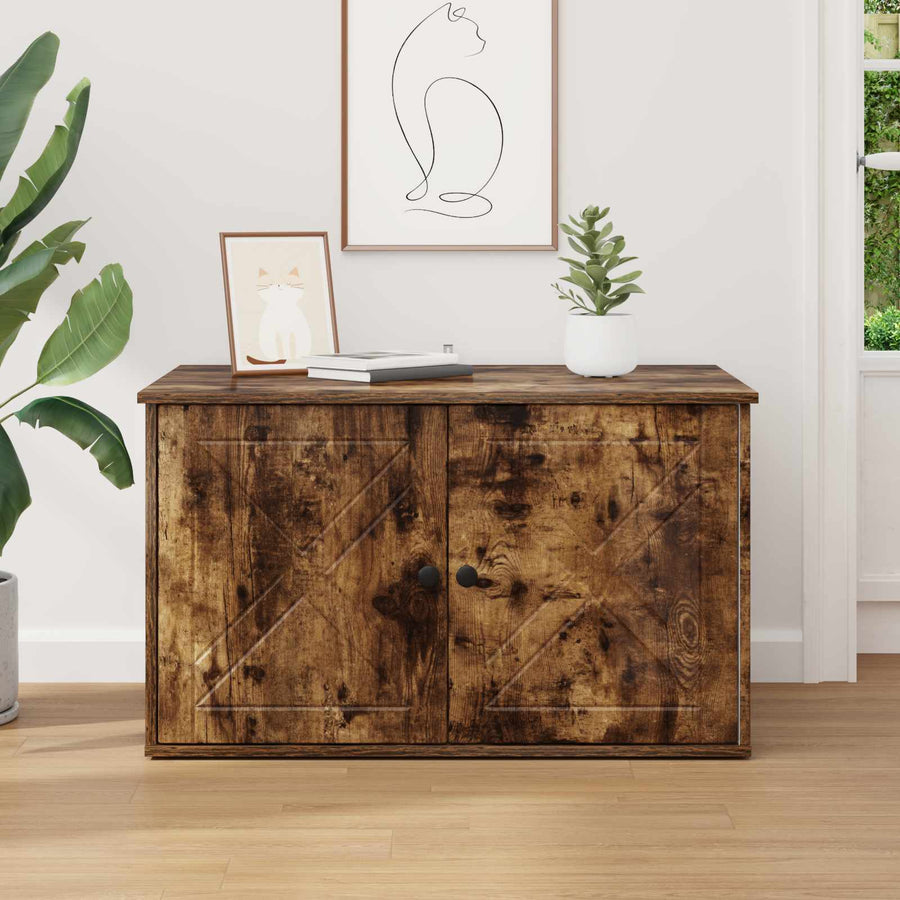 Kattenhuis Gerookt eiken 85 x 55 x 50 cm Bewerkt hout