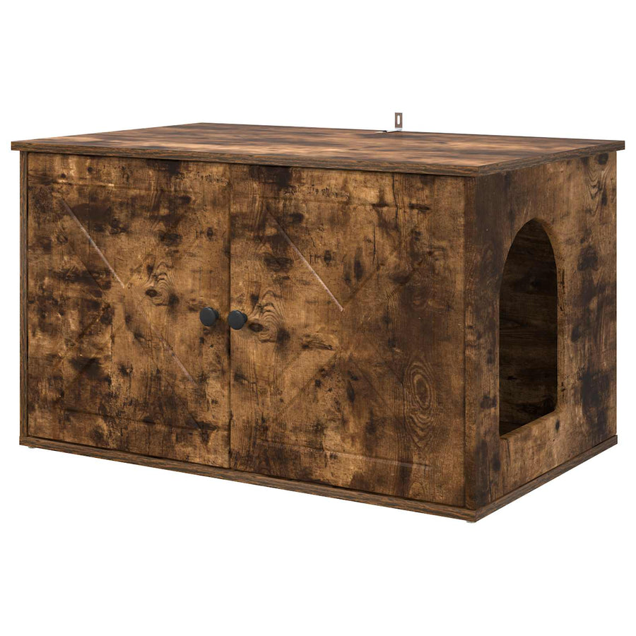 Kattenhuis Gerookt eiken 85 x 55 x 50 cm Bewerkt hout