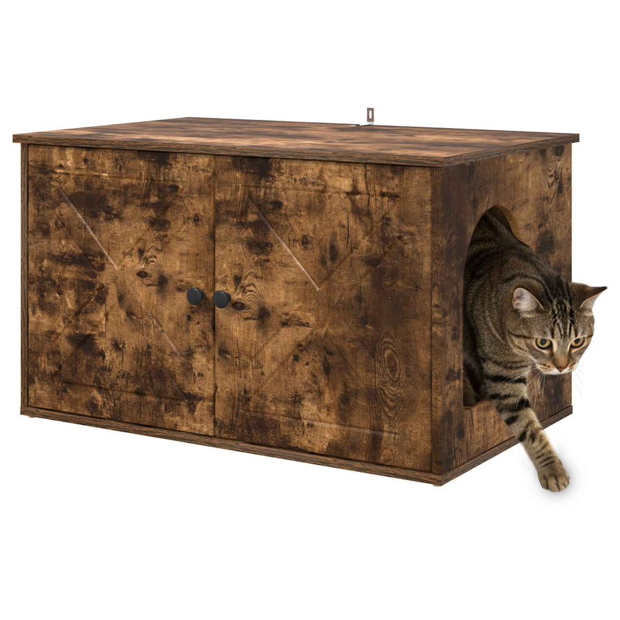 Kattenhuis Gerookt eiken 85 x 55 x 50 cm Bewerkt hout