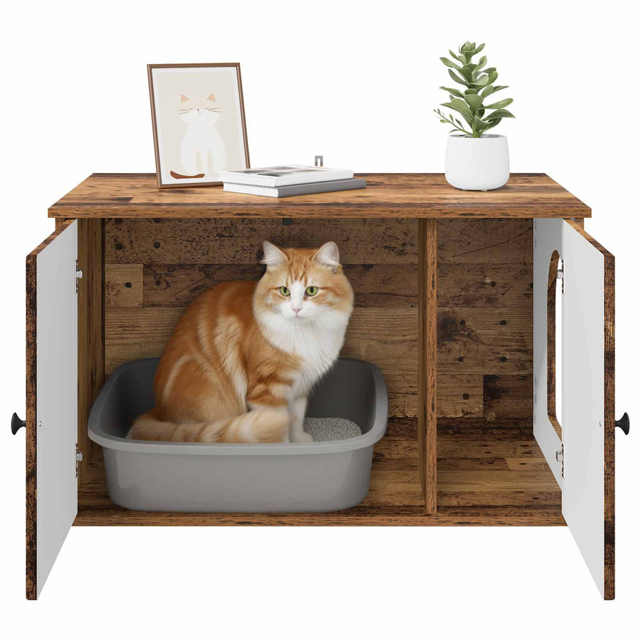 Kattenhuis Oudhout 85 x 55 x 50 cm Bewerkt hout