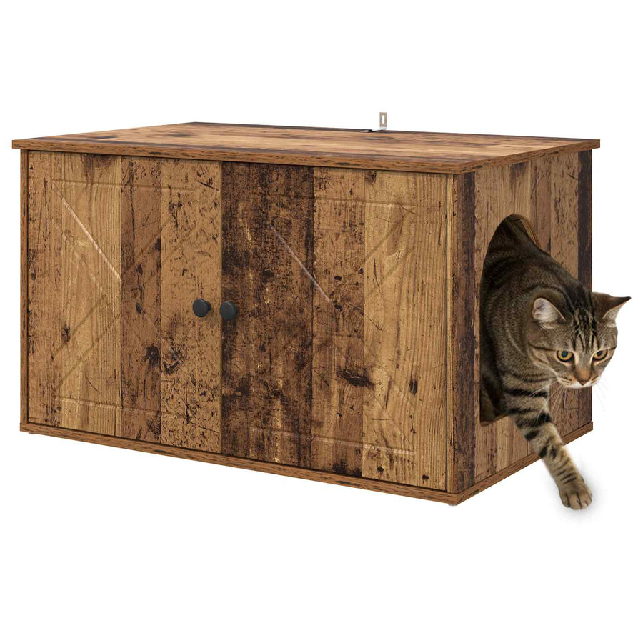 Kattenhuis Oudhout 85 x 55 x 50 cm Bewerkt hout