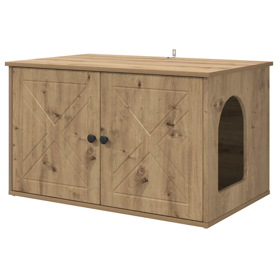 Kattenhuis Ambachtelijk eiken 85 x 55 x 50 cm Bewerkt hout