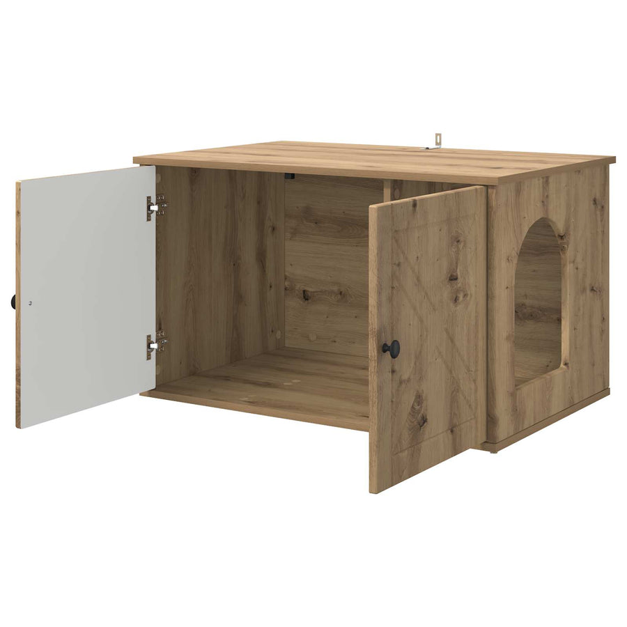 Kattenhuis Ambachtelijk eiken 85 x 55 x 50 cm Bewerkt hout