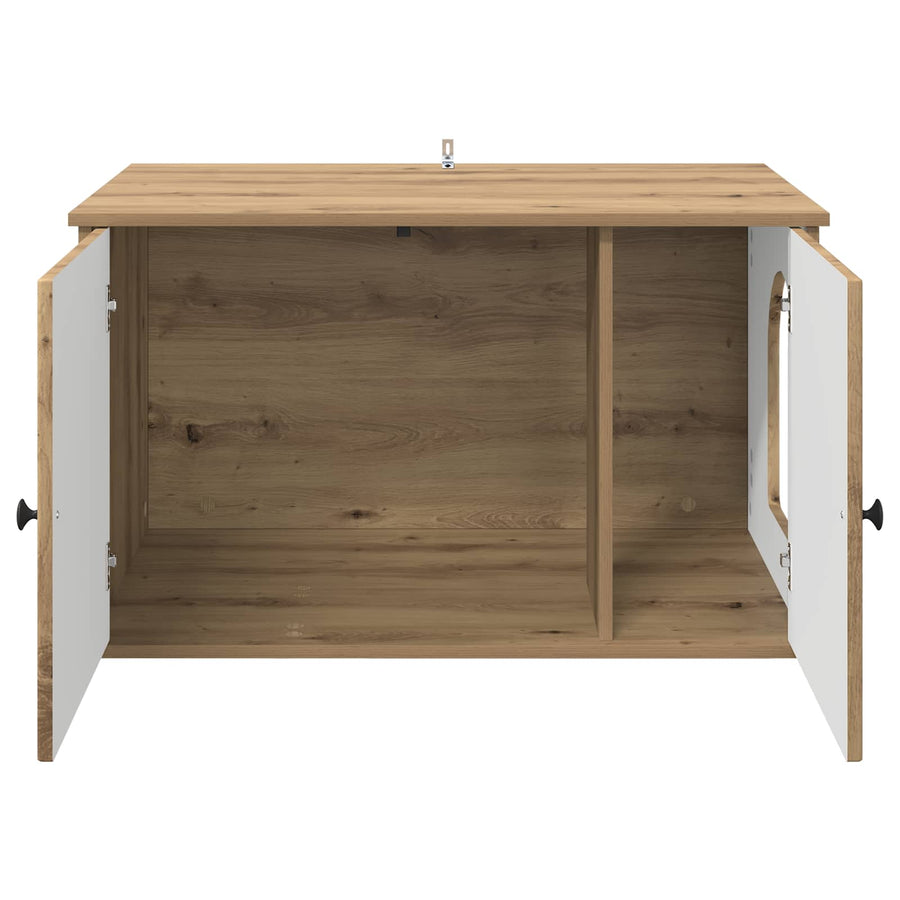 Kattenhuis Ambachtelijk eiken 85 x 55 x 50 cm Bewerkt hout