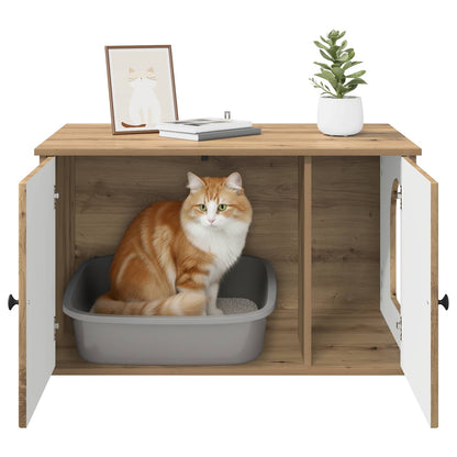 Kattenhuis Ambachtelijk eiken 85 x 55 x 50 cm Bewerkt hout