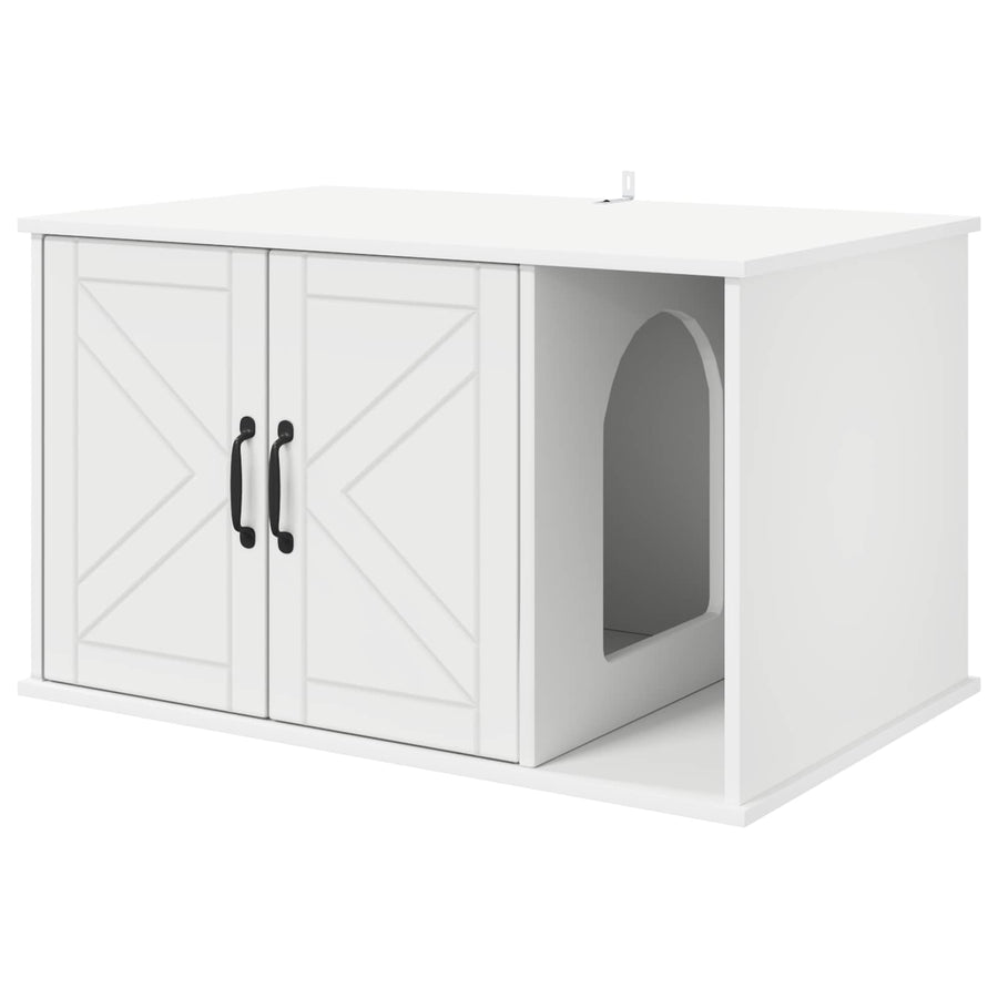 Kattenhuis Wit 85 x 55 x 50 cm Bewerkt hout