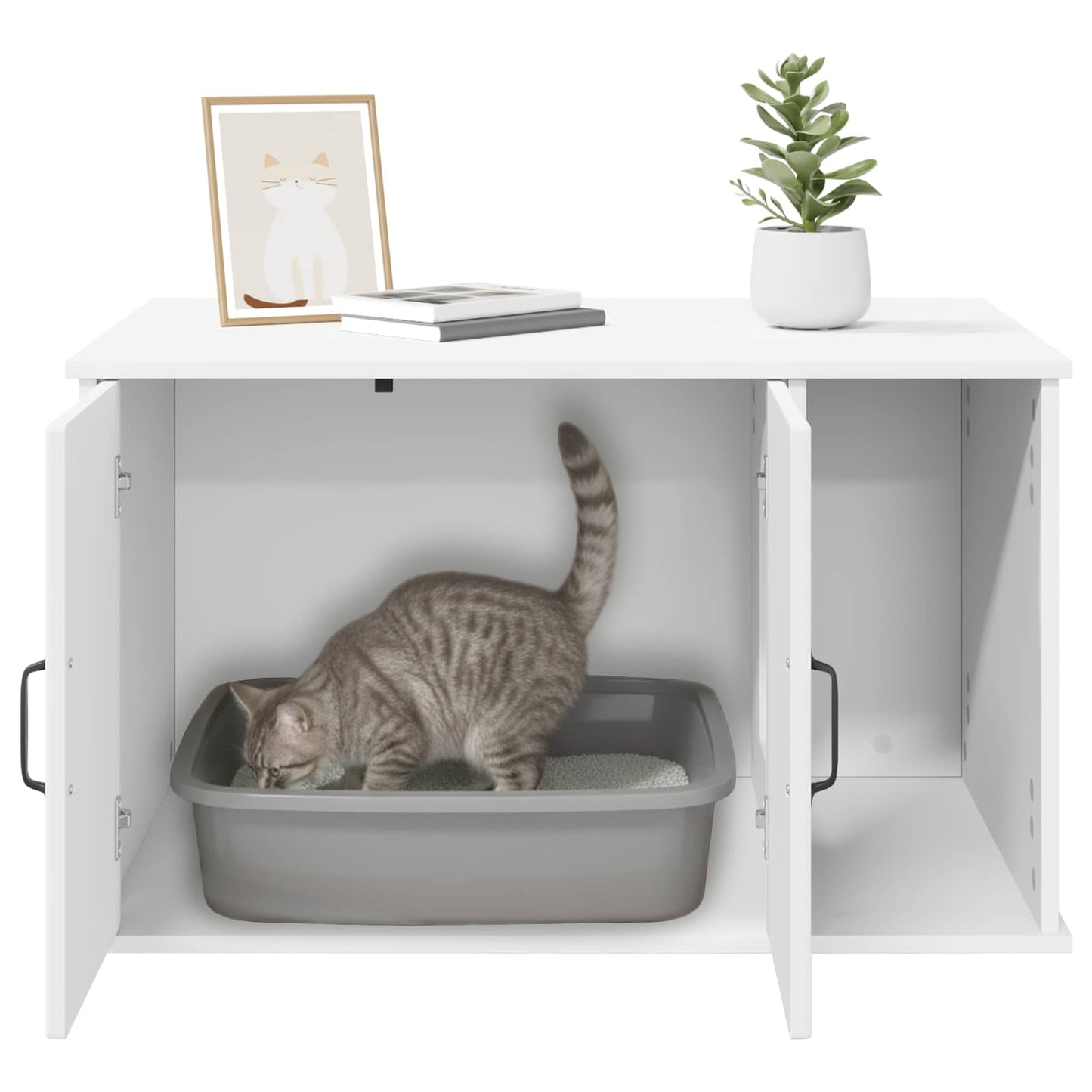 Kattenhuis Wit 85 x 55 x 50 cm Bewerkt hout