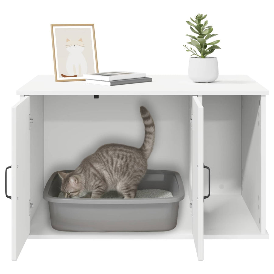 Kattenhuis Wit 85 x 55 x 50 cm Bewerkt hout