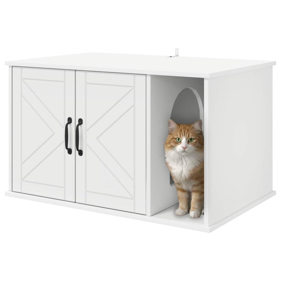Kattenhuis Wit 85 x 55 x 50 cm Bewerkt hout