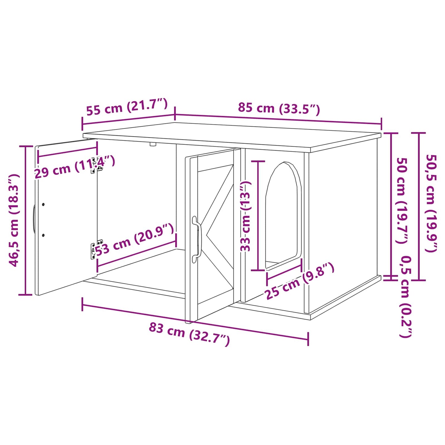 Kattenhuis Wit 85 x 55 x 50 cm Bewerkt hout