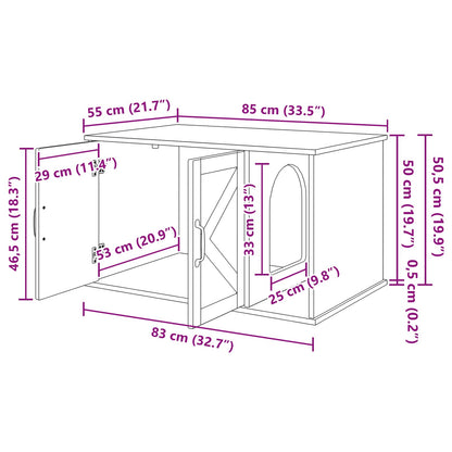 Kattenhuis Wit 85 x 55 x 50 cm Bewerkt hout