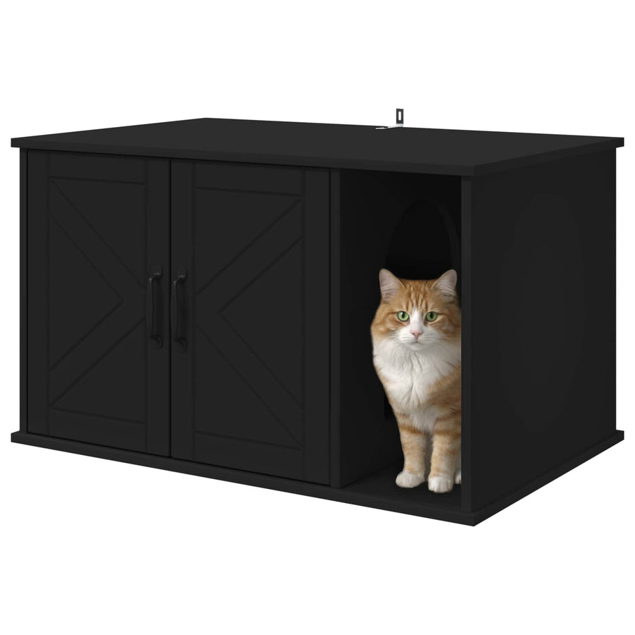Kattenhuis Zwart 85 x 55 x 50 cm Bewerkt hout