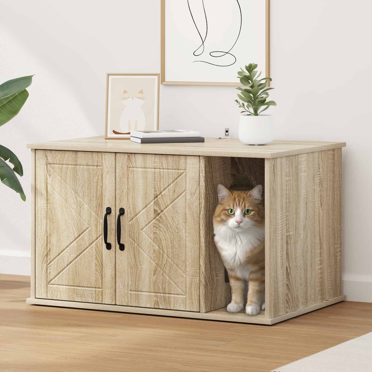 Kattenhuis Sonoma 85 x 55 x 50 cm Bewerkt hout