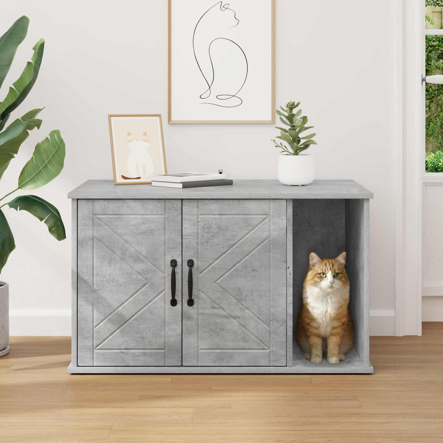Kattenhuis Beton 85 x 55 x 50 cm Bewerkt hout