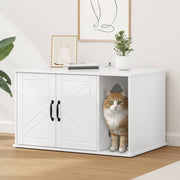 Kattenhuis 85 x 55 x 50.5 cm glanzend wit bewerkt hout