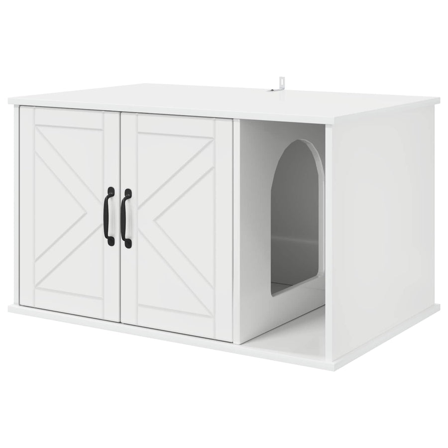 Kattenhuis Glanzend Wit 85 x 55 x 50 cm Bewerkt hout