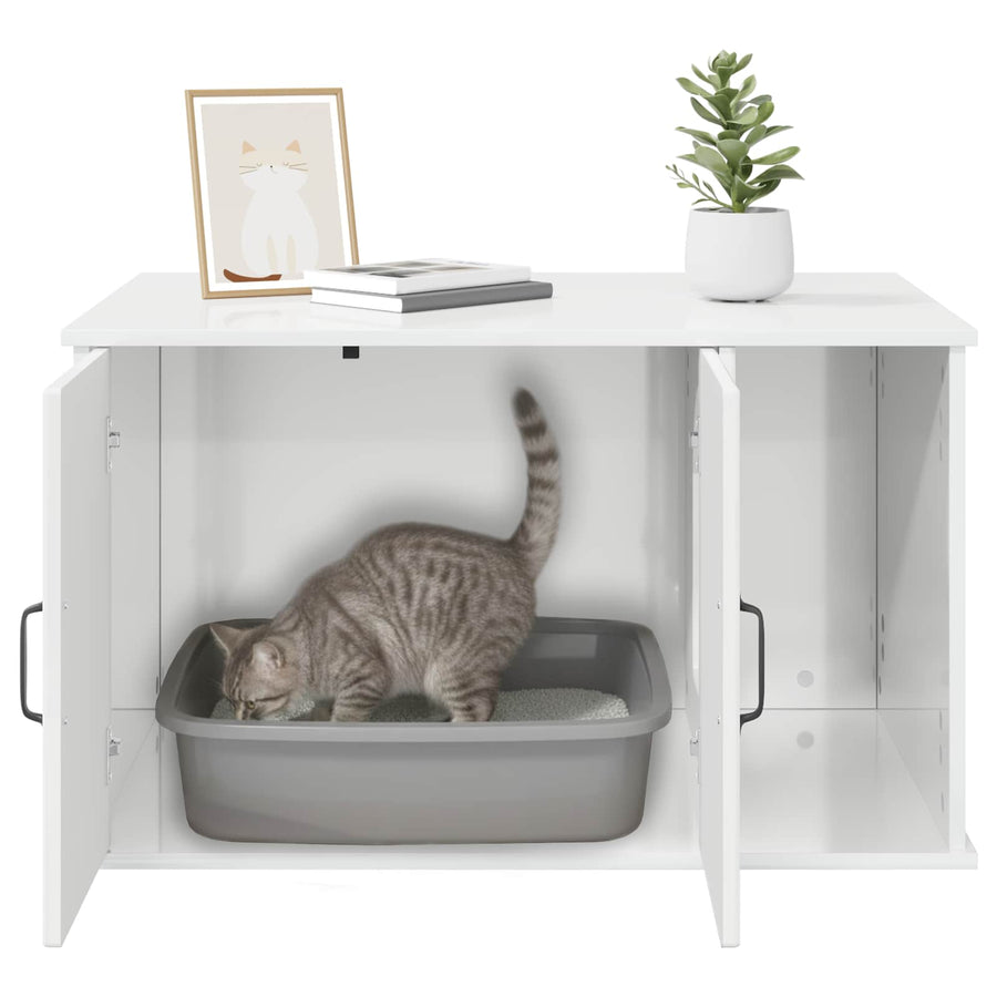 Kattenhuis Glanzend Wit 85 x 55 x 50 cm Bewerkt hout