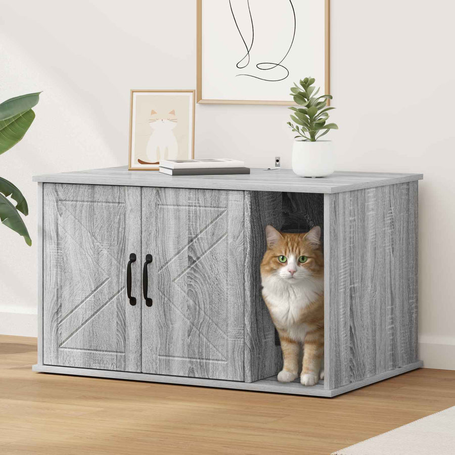 Kattenhuis Grijs Sonoma 85 x 55 x 50 cm Bewerkt hout