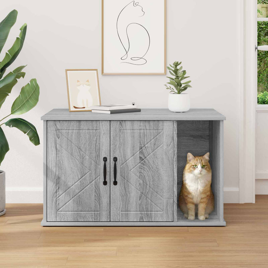 Kattenhuis Grijs Sonoma 85 x 55 x 50 cm Bewerkt hout
