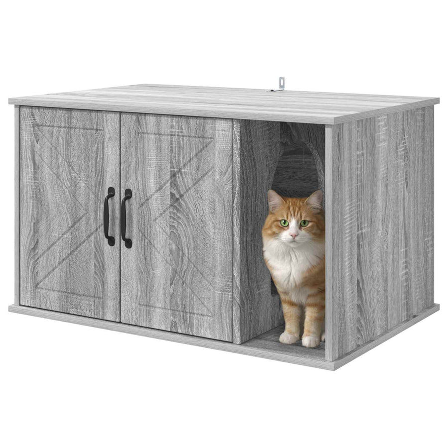 Kattenhuis Grijs Sonoma 85 x 55 x 50 cm Bewerkt hout