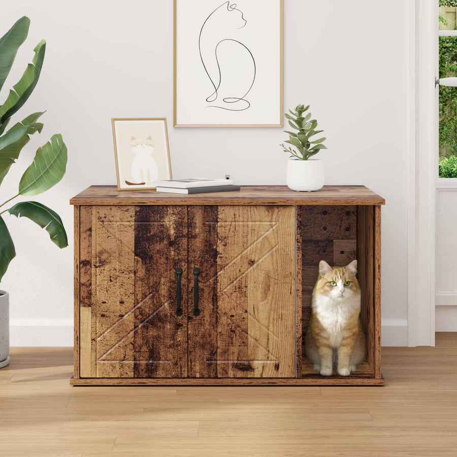 Kattenhuis Oudhout 85 x 55 x 50 cm Bewerkt hout
