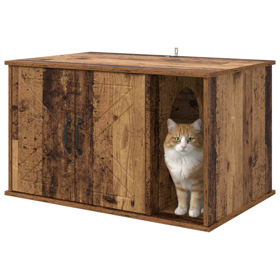Kattenhuis Oudhout 85 x 55 x 50 cm Bewerkt hout