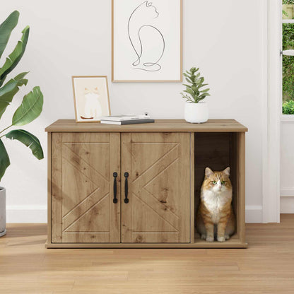 Kattenhuis Ambachtelijk eiken 85 x 55 x 50 cm Bewerkt hout