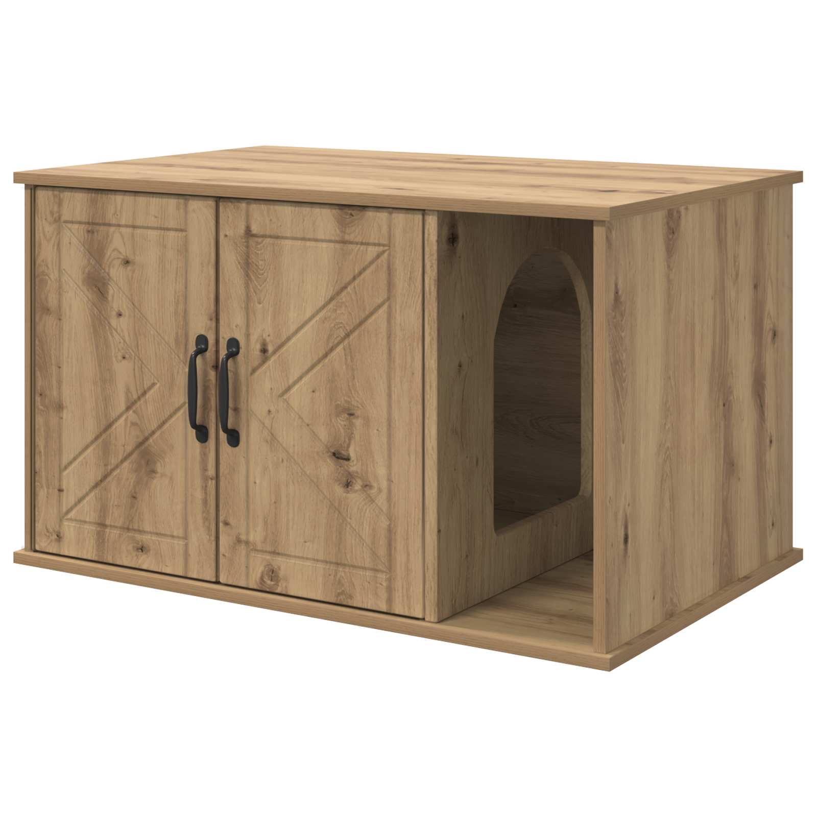 Kattenhuis Ambachtelijk eiken 85 x 55 x 50 cm Bewerkt hout