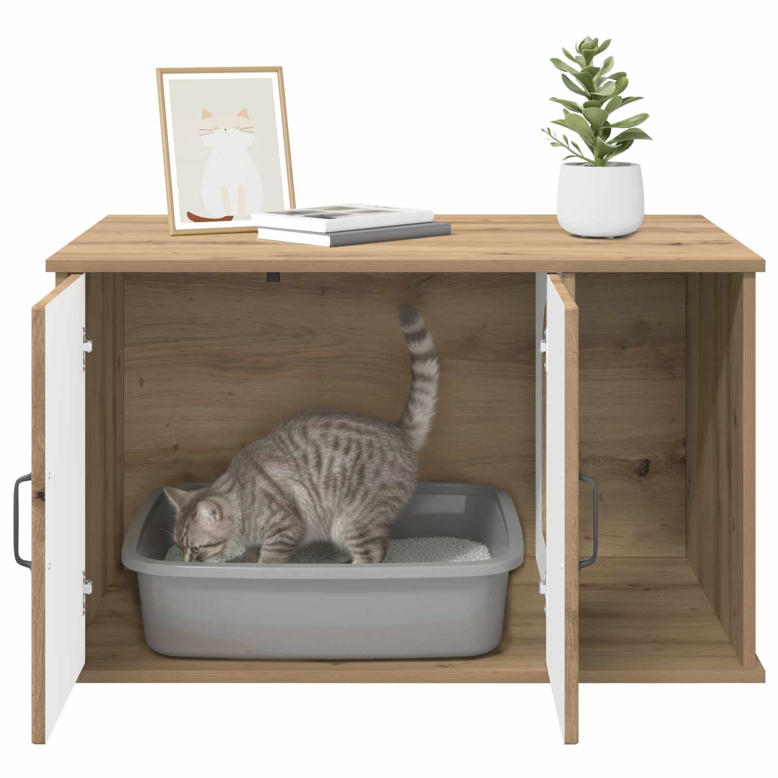 Kattenhuis Ambachtelijk eiken 85 x 55 x 50 cm Bewerkt hout