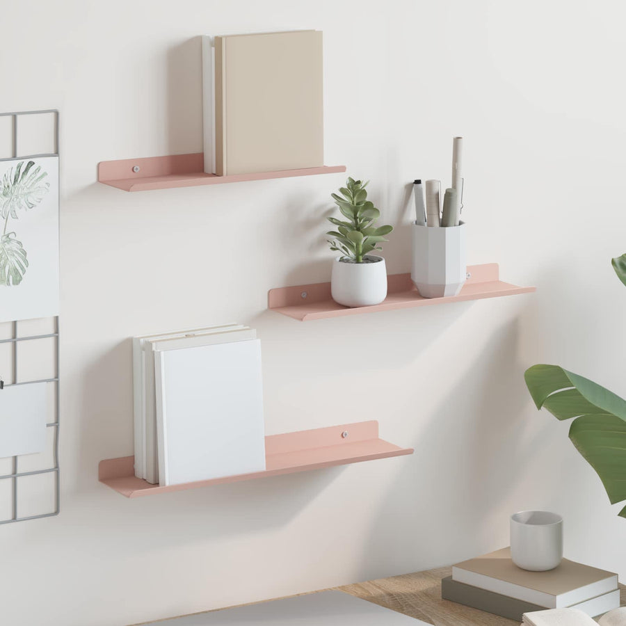 Wandplank met plank Wandgemonteerd 3 pcs Roze 40 x 9 x 2,5 cm
