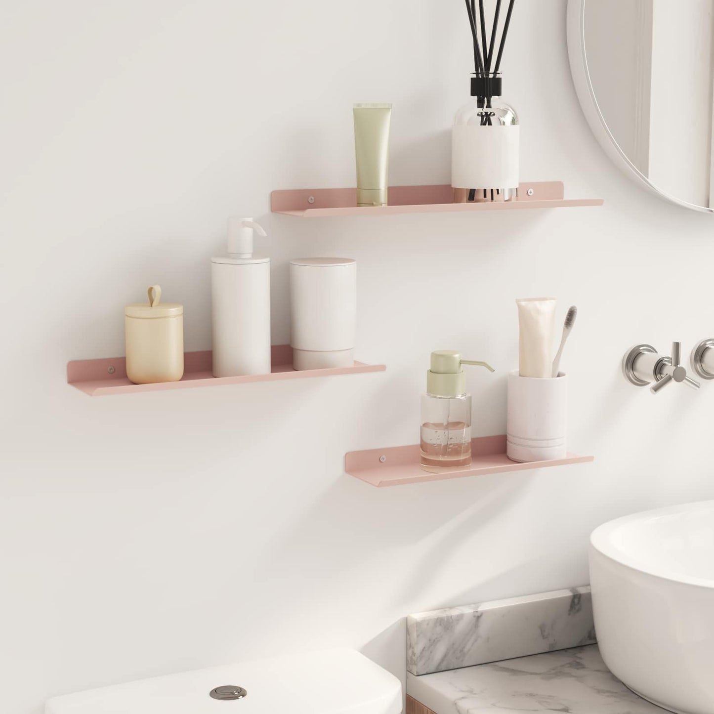 Wandplank met plank Wandgemonteerd 3 pcs Roze 40 x 9 x 2,5 cm