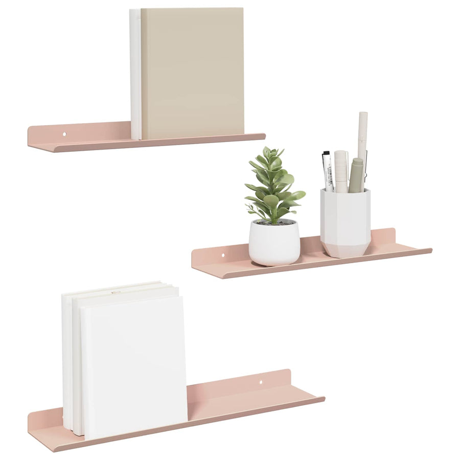 Wandplank met plank Wandgemonteerd 3 pcs Roze 40 x 9 x 2,5 cm