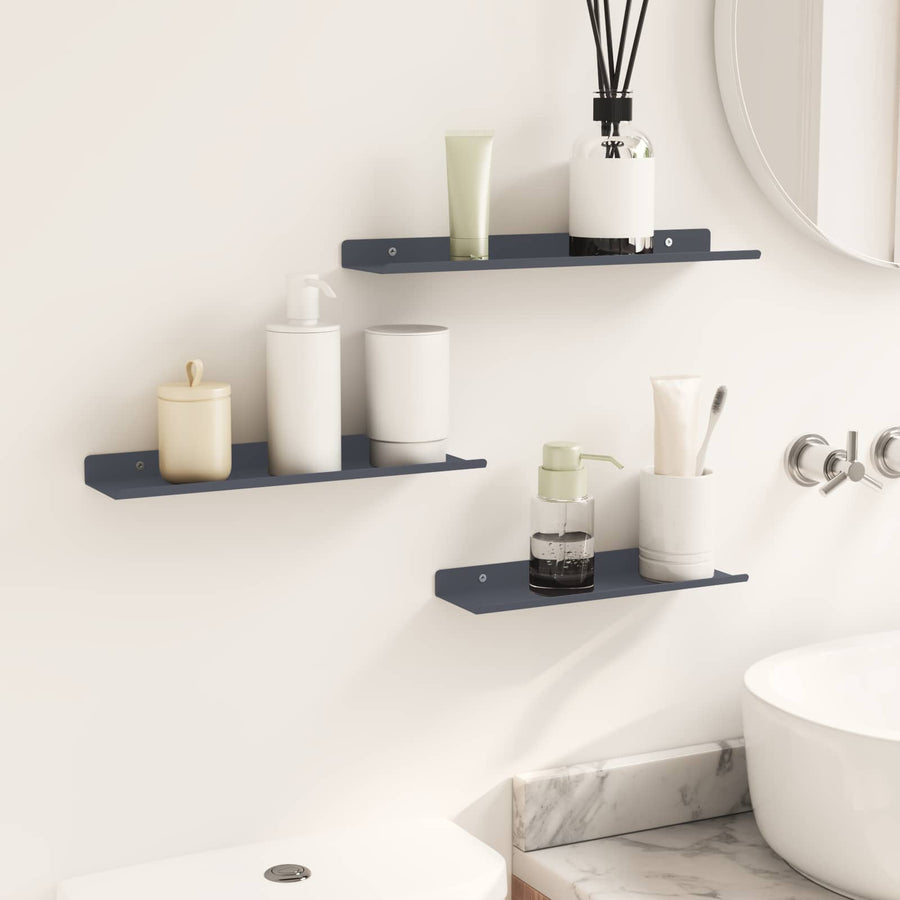 Wandplank met plank met opslag 3 pcs Antraciet 40 x 9 x 2,5 cm