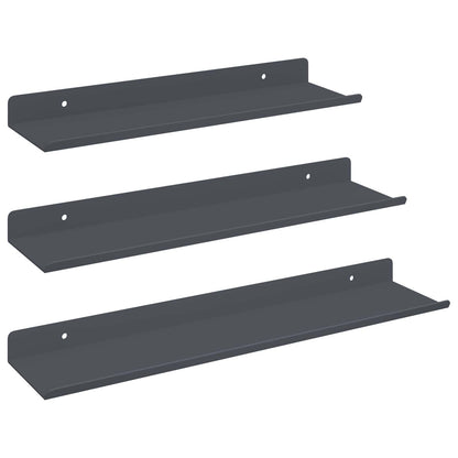 Wandplank met plank met opslag 3 pcs Antraciet 40 x 9 x 2,5 cm