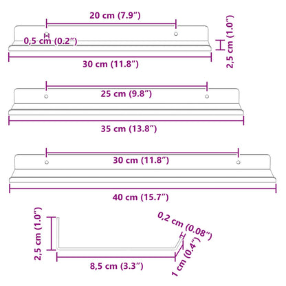 Wandplank met plank met opslag 3 pcs Antraciet 40 x 9 x 2,5 cm