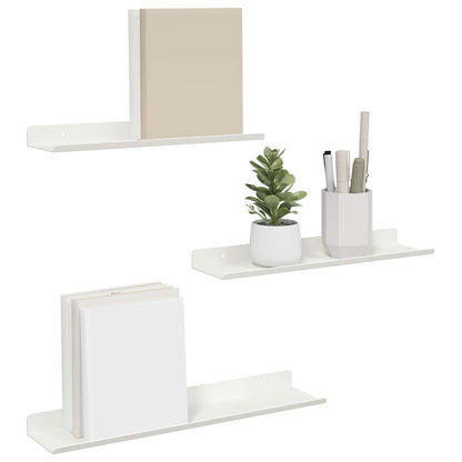 Wandplank met plank Wandgemonteerd 3 pcs Wit 40 x 9 x 2,5 cm