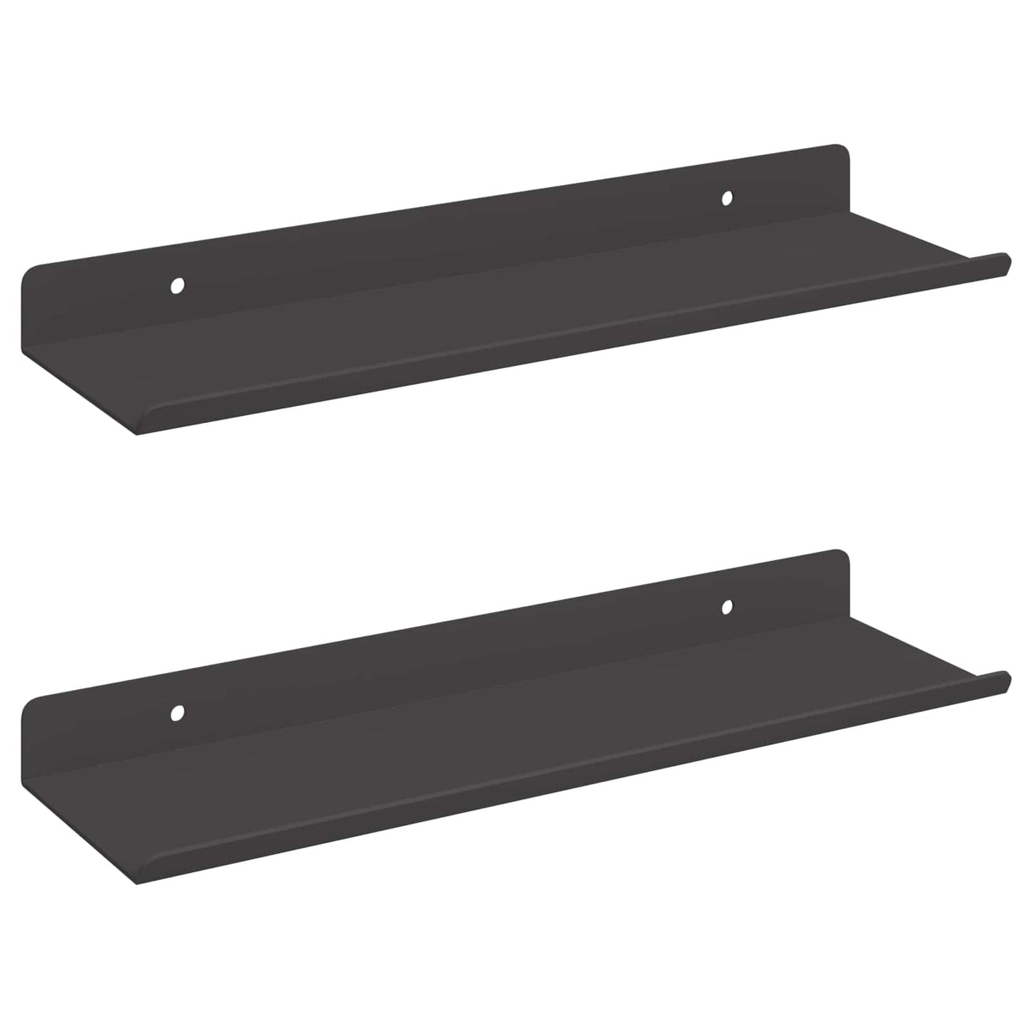 Wandplank met plank Wandgemonteerd 2 pcs Zwart 80 x 9 x 2.5 cm