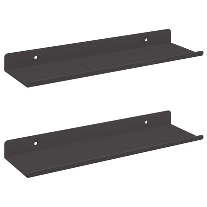 Wandplank met plank Wandgemonteerd 2 pcs Zwart 80 x 9 x 2.5 cm