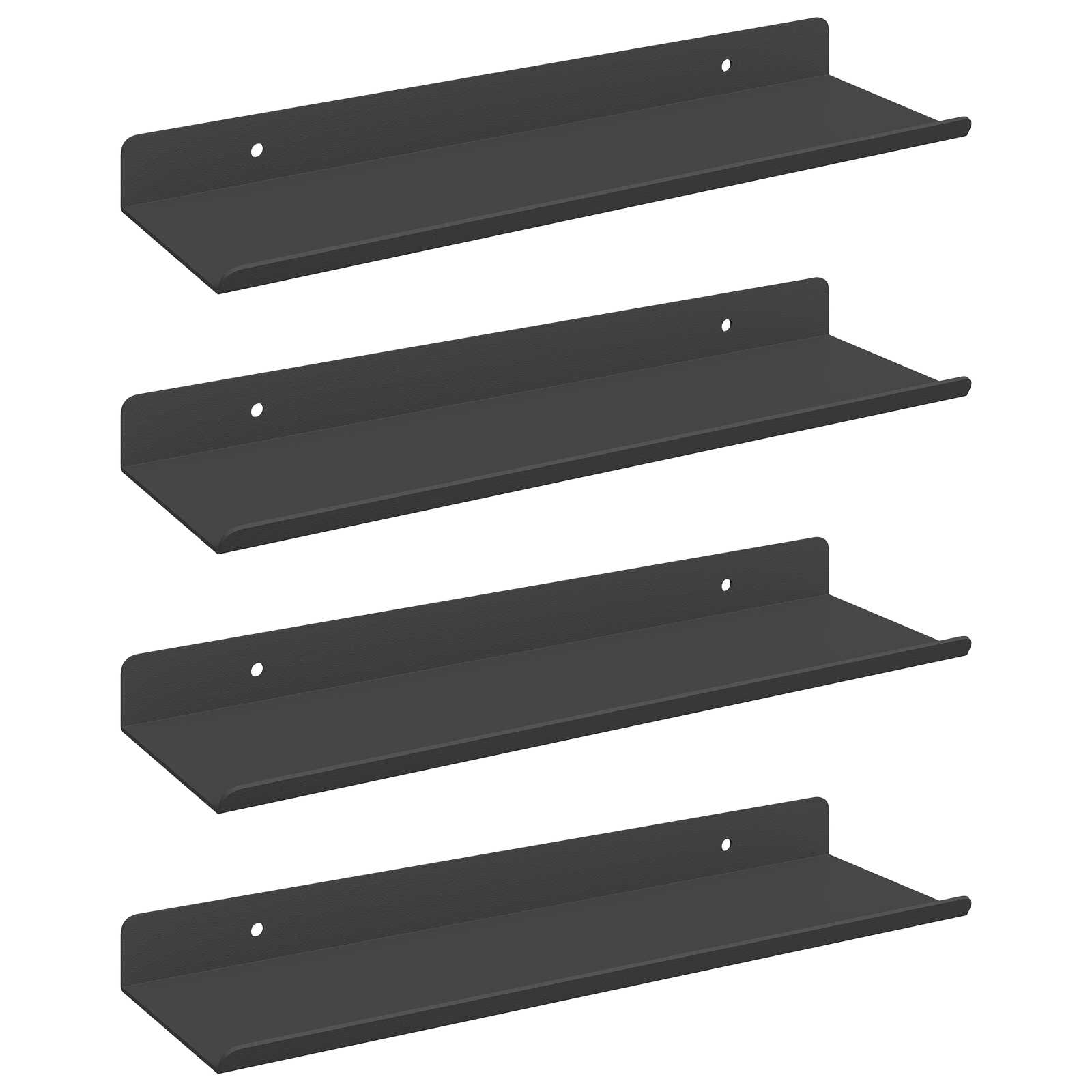 Wandplank met plank Wandgemonteerd 4 pcs Zwart 30 x 9 x 2,5 cm