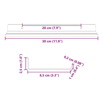 Wandplank met plank Wandgemonteerd 4 pcs Zwart 30 x 9 x 2,5 cm