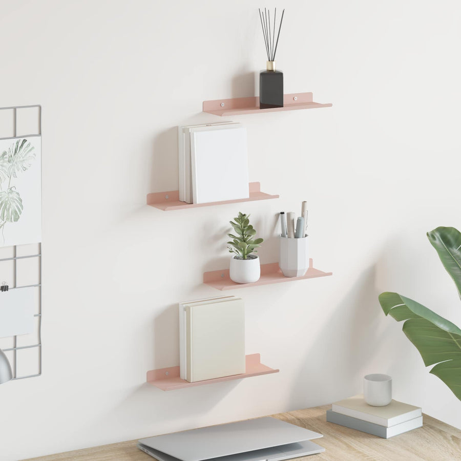 Wandplank met plank Wandgemonteerd 4 pcs Roze 30 x 9 x 2,5 cm