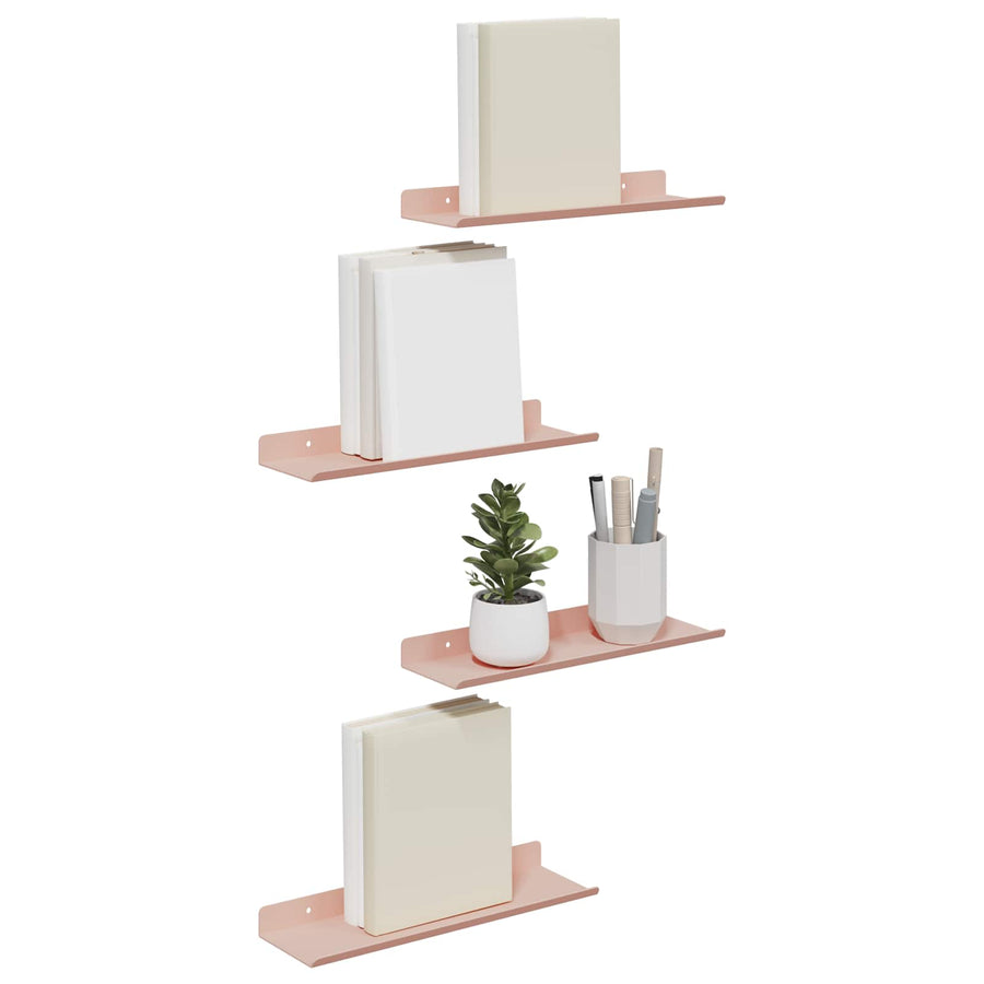 Wandplank met plank Wandgemonteerd 4 pcs Roze 30 x 9 x 2,5 cm
