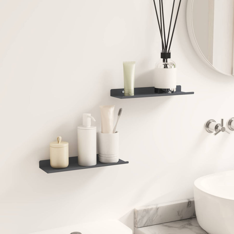 Wandplank met plank met opslag 2 pcs Antraciet 30 x 9 x 2,5 cm