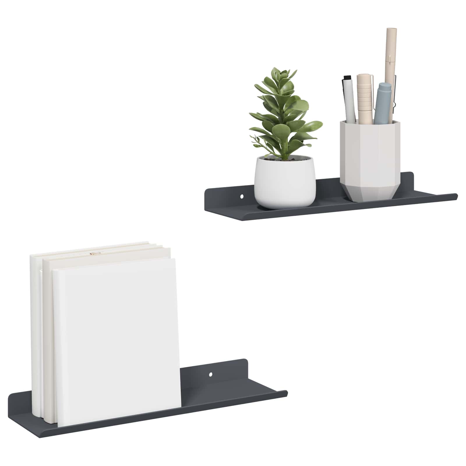 Wandplank met plank met opslag 2 pcs Antraciet 30 x 9 x 2,5 cm