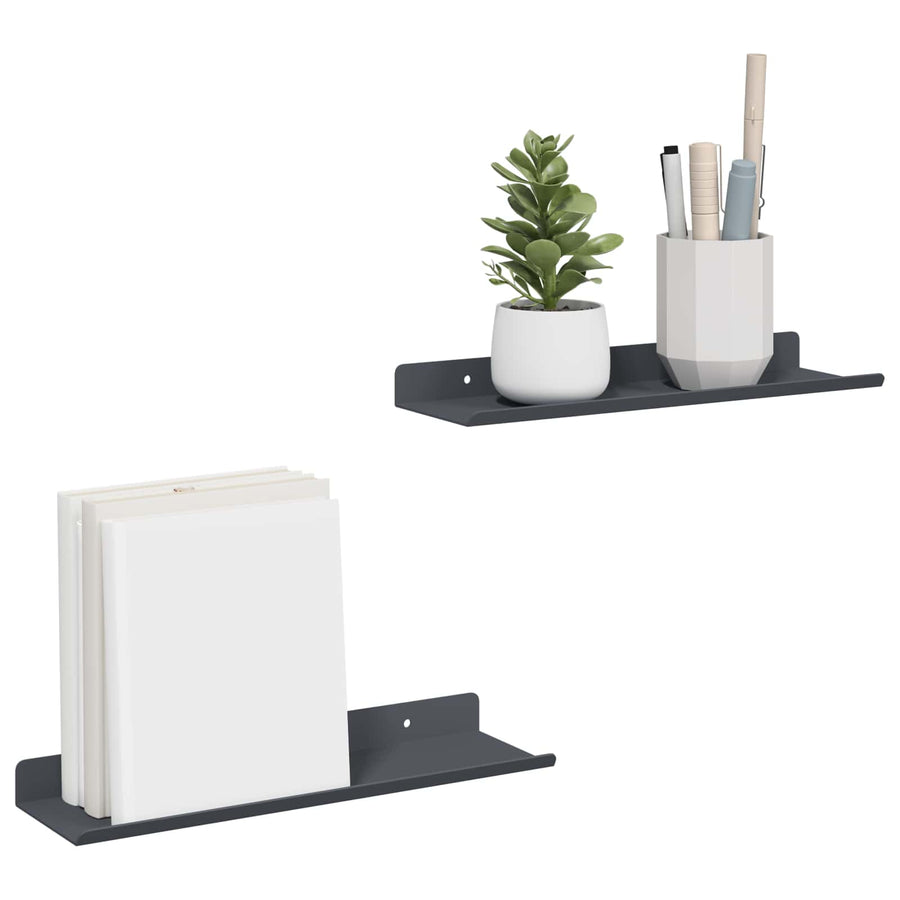 Wandplank met plank met opslag 2 pcs Antraciet 30 x 9 x 2,5 cm