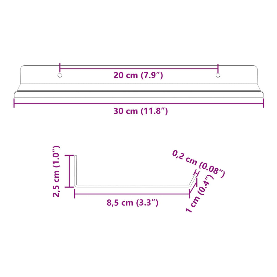 Wandplank met plank met opslag 2 pcs Antraciet 30 x 9 x 2,5 cm